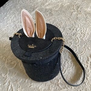 Kate Spade Collector Black Sequined Top Hat Bunny Ear Shoulder Bag